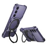 For Samsung Galaxy S25+ 5G Mechanical Arm Borderless MagSafe Holder Metal Phone Case(Purple Silver)