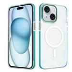 For iPhone 15 Plus Color Edge Skin Feel Frosted MagSafe Magnetic Phone Case(Blue)