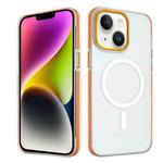 For iPhone 14 Plus Color Edge Skin Feel Frosted MagSafe Magnetic Phone Case(Orange)