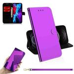 For iPhone 12 / 12 Pro Imitated Mirror Surface Horizontal Flip Leather Case with Holder & Card Slots & Wallet & Lanyard(Purple)