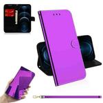 For iPhone 12 Pro Max Imitated Mirror Surface Horizontal Flip Leather Case with Holder & Card Slots & Wallet & Lanyard(Purple)