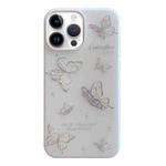 For iPhone 15 Pro Max Jelly 2 in 1 TPU Hybrid PC Phone Case(Silver Butterflies)