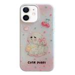 For iPhone 12 Jelly 2 in 1 TPU Hybrid PC Phone Case(Cherry Cute Puppy)