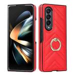 For Samsung Galaxy Z Fold6 V-shaped Folding Phone Case with Rotating Ring(Red)