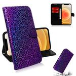 For iPhone 12 mini Solid Color Colorful Magnetic Buckle Horizontal Flip PU Leather Case with Holder & Card Slots & Wallet & Lanyard(Purple)