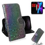 For iPhone 12 / 12 Pro Solid Color Colorful Magnetic Buckle Horizontal Flip PU Leather Case with Holder & Card Slots & Wallet & Lanyard(Silver)