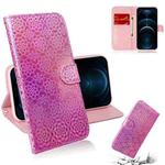 For iPhone 12 Pro Max Solid Color Colorful Magnetic Buckle Horizontal Flip PU Leather Case with Holder & Card Slots & Wallet & Lanyard(Pink)