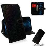 For iPhone 12 Pro Max Solid Color Colorful Magnetic Buckle Horizontal Flip PU Leather Case with Holder & Card Slots & Wallet & Lanyard(Black)