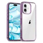 For iPhone 16 PC Hybrid TPU Full Coverage Shockproof Phone Case(Transparent Purple)