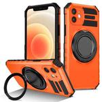 For iPhone 12 Rotating Magnetic Holder Phone Case(Orange)