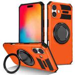 For iPhone 16 Rotating Magnetic Holder Phone Case(Orange)