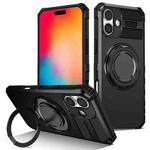 For iPhone 16 Rotating Magnetic Holder Phone Case(Black)