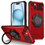 For iPhone 15 Plus Rotating Magnetic Holder Phone Case(Red)