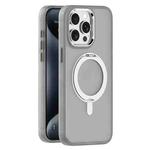 For iPhone 15 Pro Skin Feel Frosted MagSafe Magnetic Rotating Holder Phone Case(Light Grey)