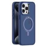 For iPhone 15 Pro Skin Feel Frosted MagSafe Magnetic Rotating Holder Phone Case(Dark Blue)