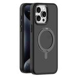 For iPhone 15 Pro Skin Feel Frosted MagSafe Magnetic Rotating Holder Phone Case(Black)