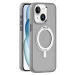 For iPhone 15 Plus Skin Feel Frosted MagSafe Magnetic Rotating Holder Phone Case(Light Grey)