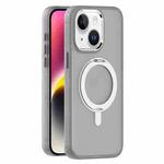 For iPhone 14 Plus Skin Feel Frosted MagSafe Magnetic Rotating Holder Phone Case(Light Grey)