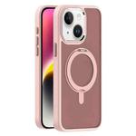 For iPhone 14 Plus Skin Feel Frosted MagSafe Magnetic Rotating Holder Phone Case(Pink)