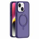 For iPhone 14 Plus Skin Feel Frosted MagSafe Magnetic Rotating Holder Phone Case(Purple)