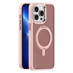 For iPhone 13 Pro Skin Feel Frosted MagSafe Magnetic Rotating Holder Phone Case(Pink)