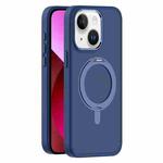 For iPhone 13 Skin Feel Frosted MagSafe Magnetic Rotating Holder Phone Case(Dark Blue)