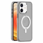 For iPhone 12 Skin Feel Frosted MagSafe Magnetic Rotating Holder Phone Case(Light Grey)