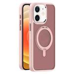 For iPhone 12 Skin Feel Frosted MagSafe Magnetic Rotating Holder Phone Case(Pink)