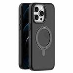 For iPhone 12 Pro Max Skin Feel Frosted MagSafe Magnetic Rotating Holder Phone Case(Black)