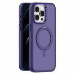 For iPhone 12 Pro Skin Feel Frosted MagSafe Magnetic Rotating Holder Phone Case(Purple)