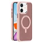 For iPhone 11 Skin Feel Frosted MagSafe Magnetic Rotating Holder Phone Case(Pink)