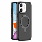 For iPhone 11 Skin Feel Frosted MagSafe Magnetic Rotating Holder Phone Case(Black)