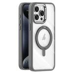 For iPhone 15 Pro Max Transparent MagSafe Magnetic Rotating Holder Phone Case(Light Grey)