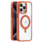 For iPhone 15 Pro Max Transparent MagSafe Magnetic Rotating Holder Phone Case(Orange)