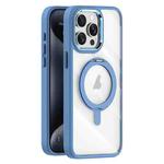 For iPhone 15 Pro Max Transparent MagSafe Magnetic Rotating Holder Phone Case(Light Blue)