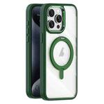 For iPhone 15 Pro Max Transparent MagSafe Magnetic Rotating Holder Phone Case(Dark Green)