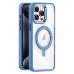 For iPhone 15 Pro Transparent MagSafe Magnetic Rotating Holder Phone Case(Light Blue)