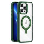 For iPhone 13 Pro Max Transparent MagSafe Magnetic Rotating Holder Phone Case(Dark Green)