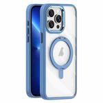 For iPhone 13 Pro Transparent MagSafe Magnetic Rotating Holder Phone Case(Light Blue)