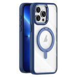 For iPhone 13 Pro Transparent MagSafe Magnetic Rotating Holder Phone Case(Dark Blue)