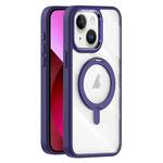 For iPhone 13 Transparent MagSafe Magnetic Rotating Holder Phone Case(Purple)