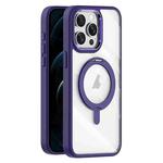 For iPhone 12 Pro Transparent MagSafe Magnetic Rotating Holder Phone Case(Purple)