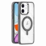 For iPhone 11 Transparent MagSafe Magnetic Rotating Holder Phone Case(Light Grey)