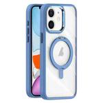 For iPhone 11 Transparent MagSafe Magnetic Rotating Holder Phone Case(Light Blue)