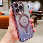 For iPhone 13 Pro Max Loves Leaves Gradient Glitter Carbon Fiber Magsafe TPU Phone Case(Purple)