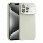 For iPhone 15 Pro Large Window Acrylic Lens Film + Liquid Silicone Full Coverage Phone Case(White)