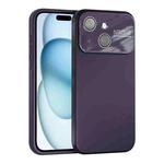 For iPhone 15 Plus Large Window Acrylic Lens Film + Liquid Silicone Full Coverage Phone Case(Dark Purple)