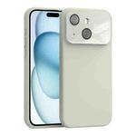 For iPhone 15 Plus Large Window Acrylic Lens Film + Liquid Silicone Full Coverage Phone Case(White)