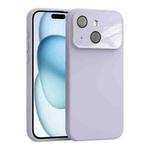 For iPhone 15 Plus Large Window Acrylic Lens Film + Liquid Silicone Full Coverage Phone Case(Purple)