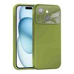 For iPhone 15 Large Window Acrylic Lens Film + Liquid Silicone Full Coverage Phone Case(Willow Green)